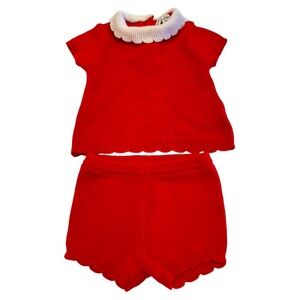 Janie and Jack Red sweater set in size 3-6 months.